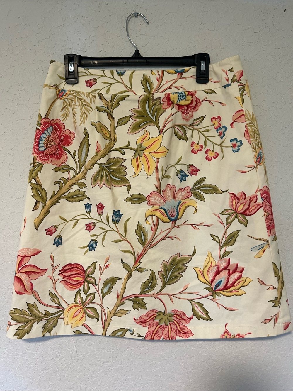 Vintage Talbots Petites Ivory Floral Print Short Skirt Cotton Blend Size 12P - Picture 4 of 9